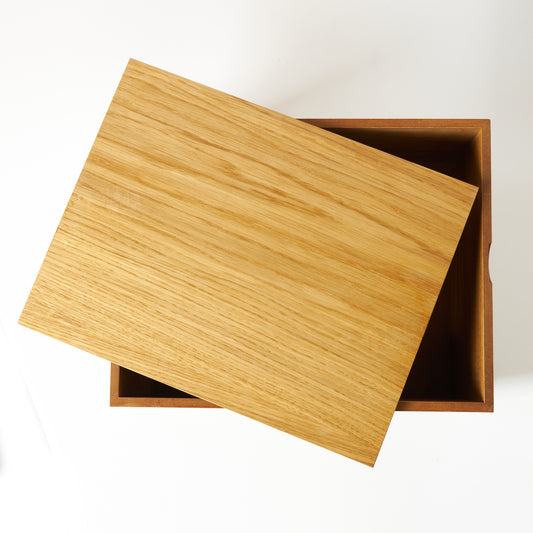 Geçme Kapak Meşe Kutu - Büyük Ahşap Sandık Kutu 28 x 36 x 19,5 cm