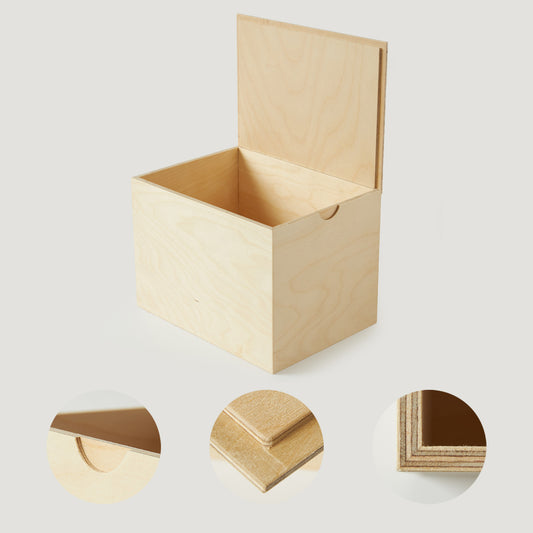 Ahşap Saklama Kutusu - Geçme Kapaklı Ahşap Kutu 17 x 23 x 17 cm