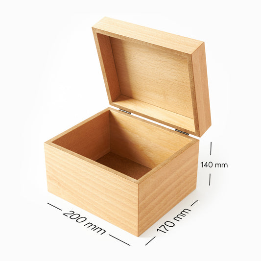 Kayın Kutu - Ahşap Kapaklı Menteşeli Kutu 17 x 20 x14 cm