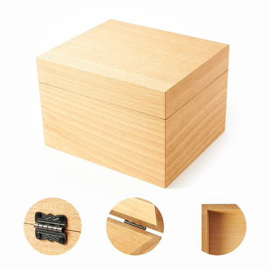 Kayın Kutu - Ahşap Kapaklı Menteşeli Kutu 17 x 20 x14 cm