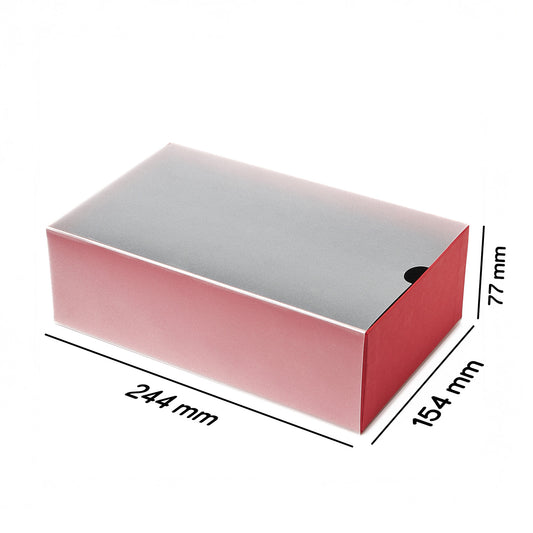 Yarı Şeffaf Kayar Kapaklı Kırmızı Sıvama Kutu - 24,5 x 15,5 x7,5 cm