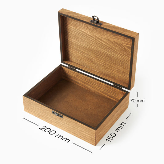 Klipsli Kayın Kutu - Menteşeli Ahşap Saklama Kutusu 15 x 20 x 7 cm