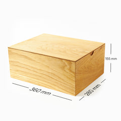 Oak Box - Large Wooden Chest Box 28 x 36 x15.5 cm
