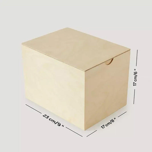 Ahşap Saklama Kutusu - Geçme Kapaklı Ahşap Kutu 17 x 23 x 17 cm