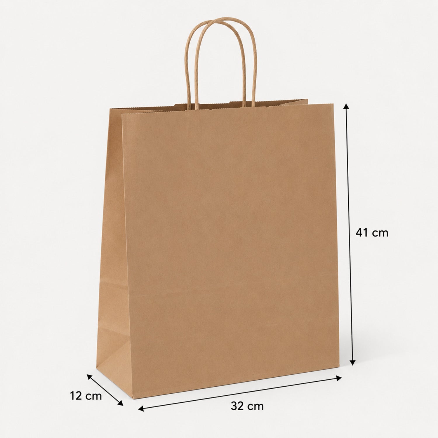 Burgu Saplı Kraft Kağıt Poşet 32 x 12 x 41 cm