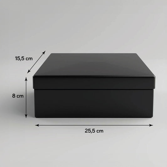 Kapaklı Siyah Karton Kutu - 15,5 x 25,5 x 8 cm