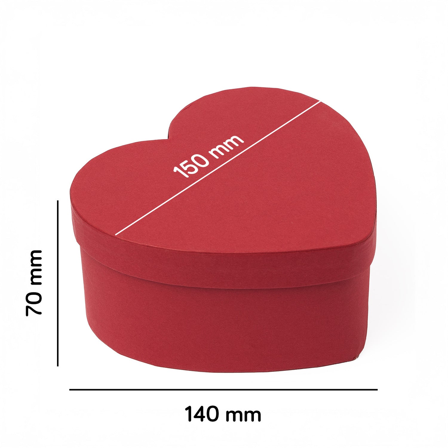 Kırmızı Karton Kalp Kutu 14x15x7 cm