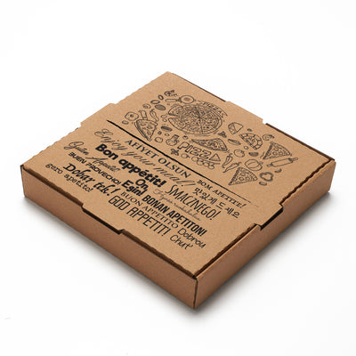 Baskılı Tek Kişilik Pizza Kutusu 22 x 22 x 4 cm