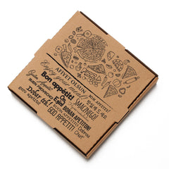 Baskılı Tek Kişilik Pizza Kutusu 22 x 22 x 4 cm