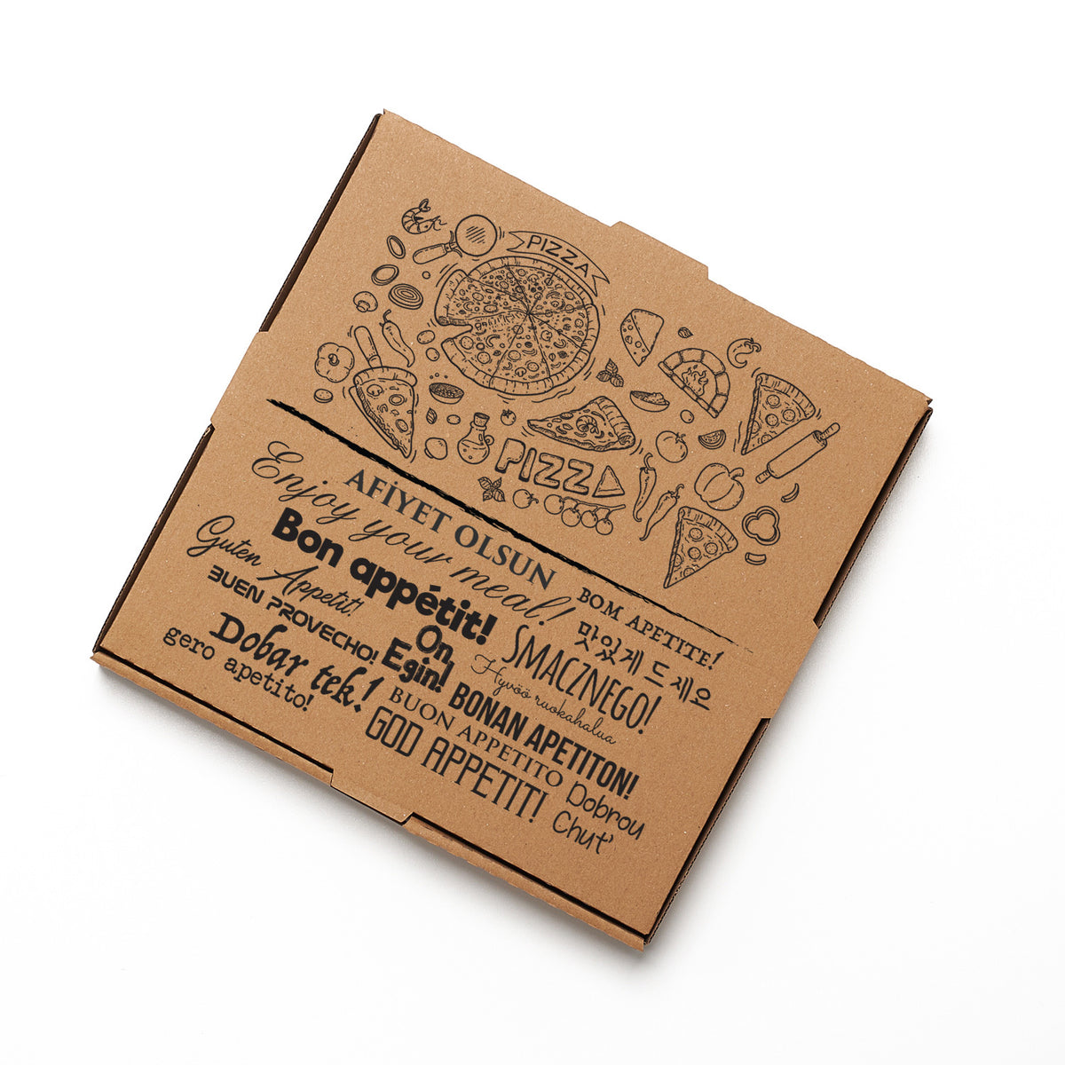 Baskılı Orta Boy Pizza Kutusu 28 x 28 x 4 cm