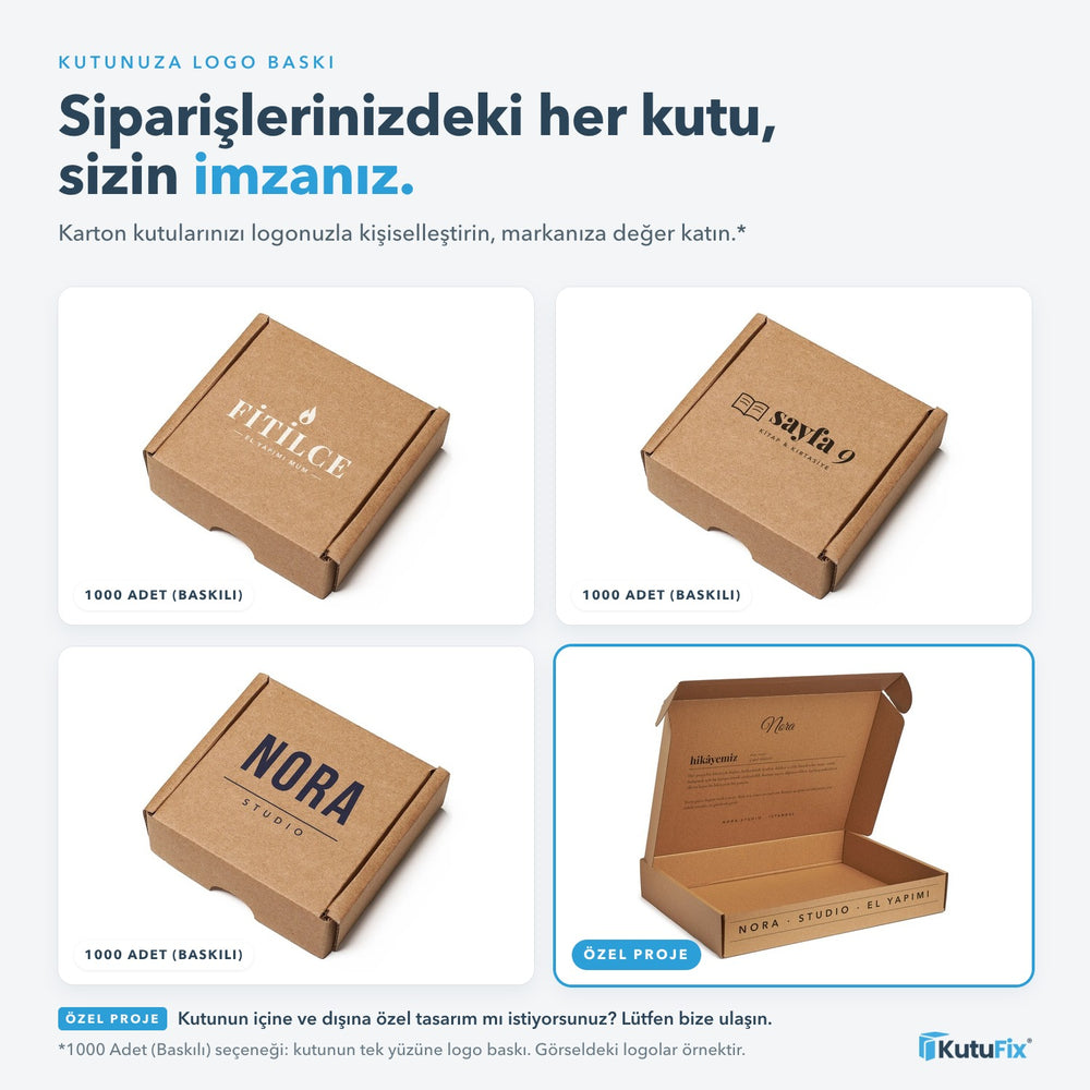 Logo baskılı karton kutu 10 x 9 x 3 cm, 1000 adet ve üzeri