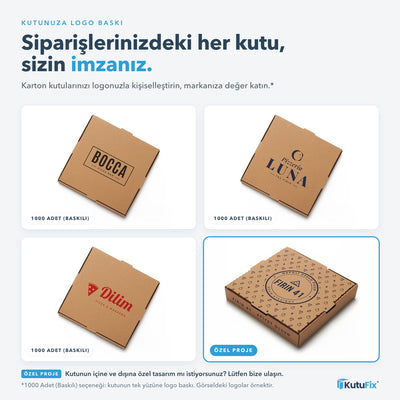Logo baskılı pizza kutusu örnekleri, 1000 adet ve üzeri