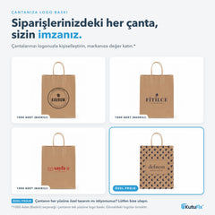 Logo baskılı kraft kağıt poşet 32 x 12 x 41 cm, 1000 adet ve üzeri
